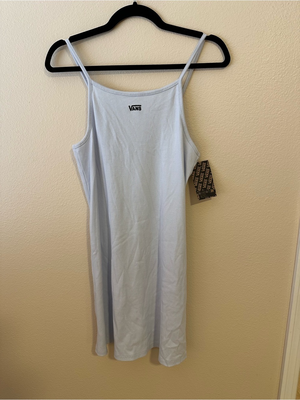 Vans Pale Blue Ribbed Tank with Black Logo